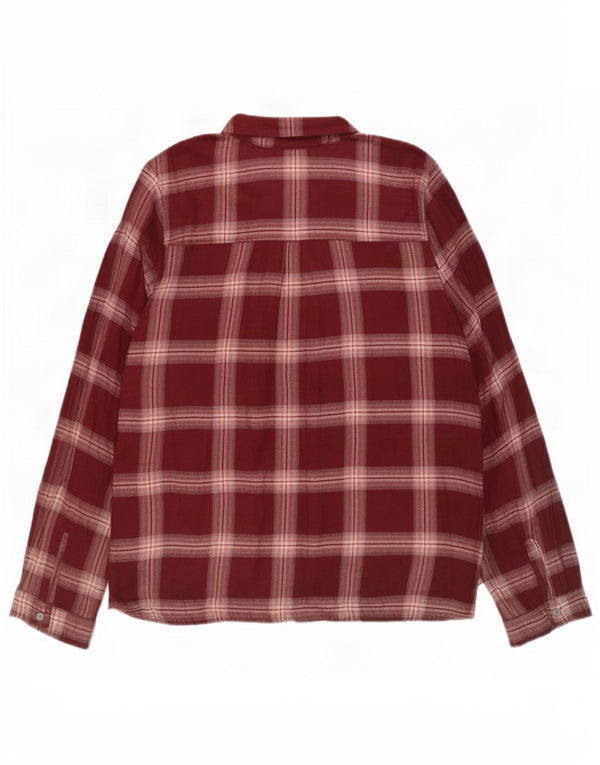 Camicetta a maniche lunghe da donna Hollister UK 10 Small Borgogna Check Viscosa