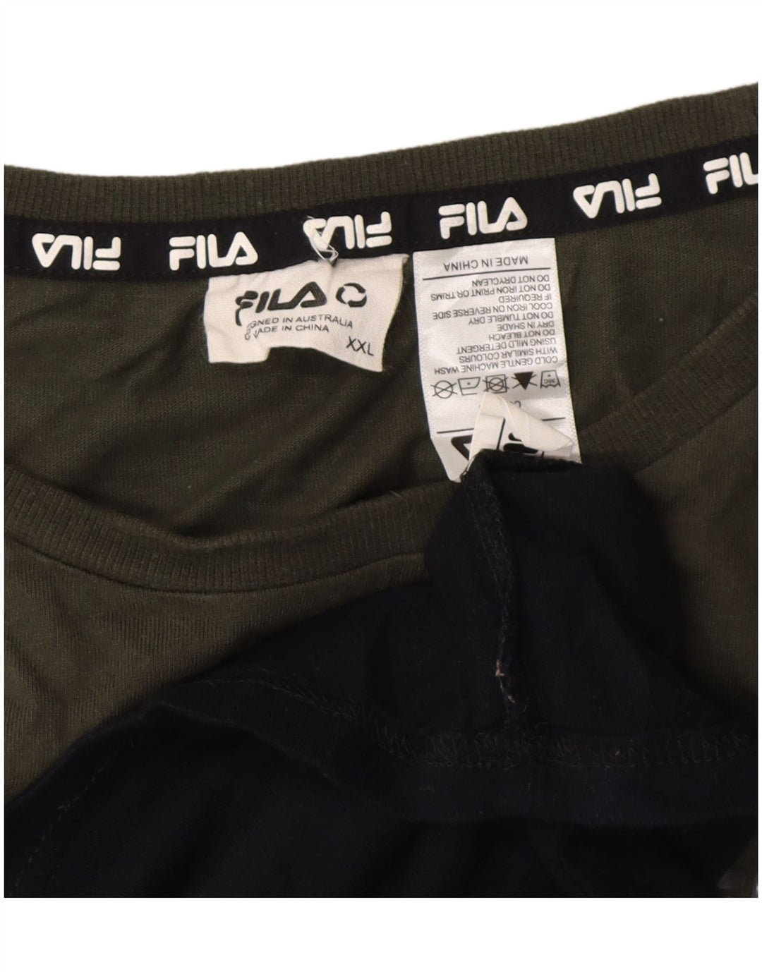 T-shirt Fila da uomo Top 2XL in cotone color block nero