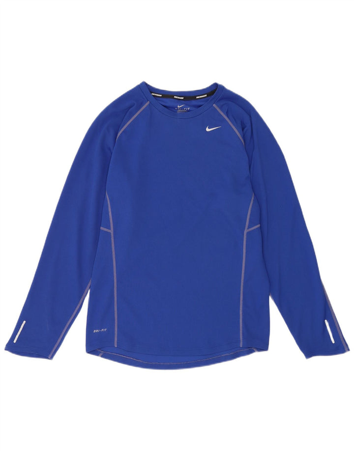 NIKE Top Dri Fit da uomo a maniche lunghe piccolo in poliestere blu