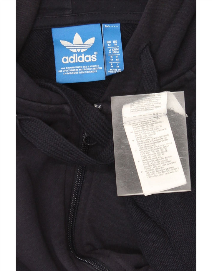 Maglione con cappuccio e zip da uomo Adidas in cotone blu navy medio