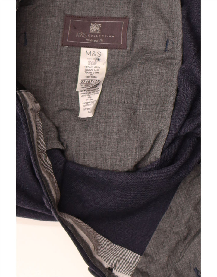 Pantaloni da abito vestibilità regolare da uomo Marks & Spencer W44 L31 lana blu navy