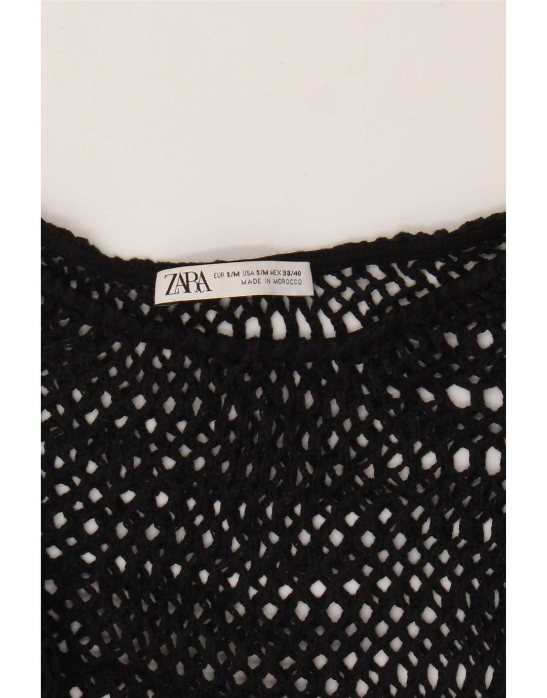Top Zara da donna all'uncinetto trasparente UK 10 piccolo nero