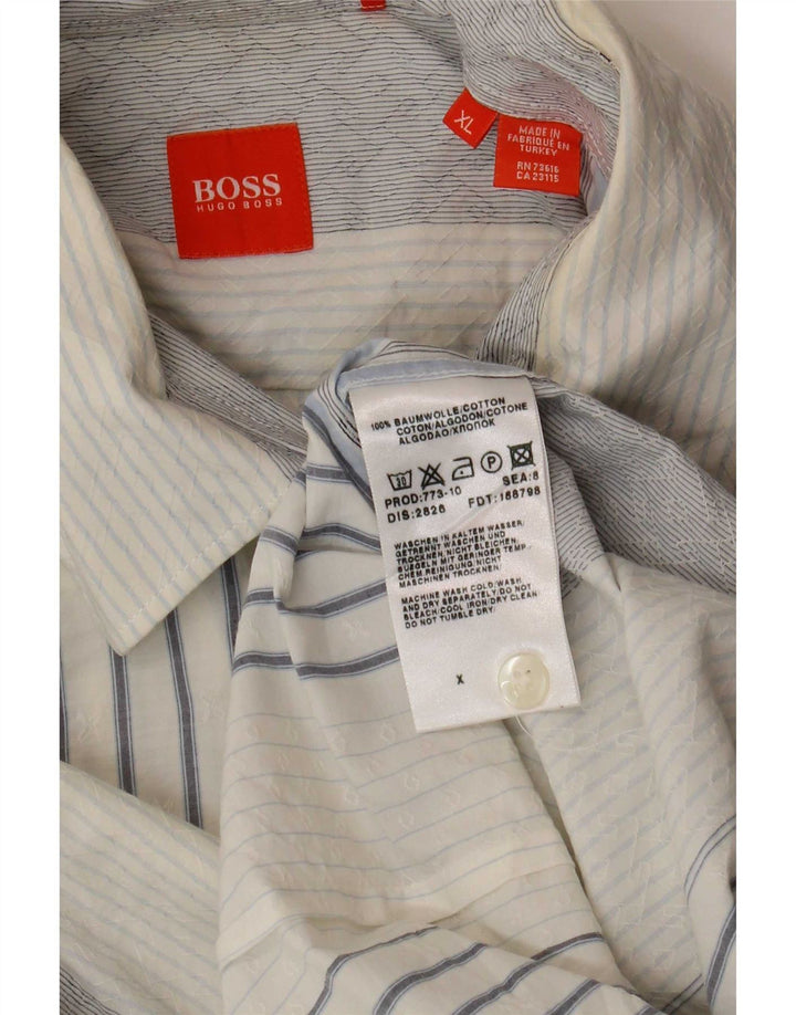 Camicia da uomo Hugo Boss XL in cotone a righe blu