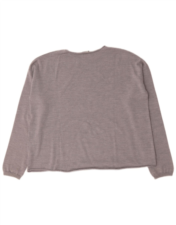 Maglione maglione da donna con scollo a barca Aspesi UK 16 grande lana grigia