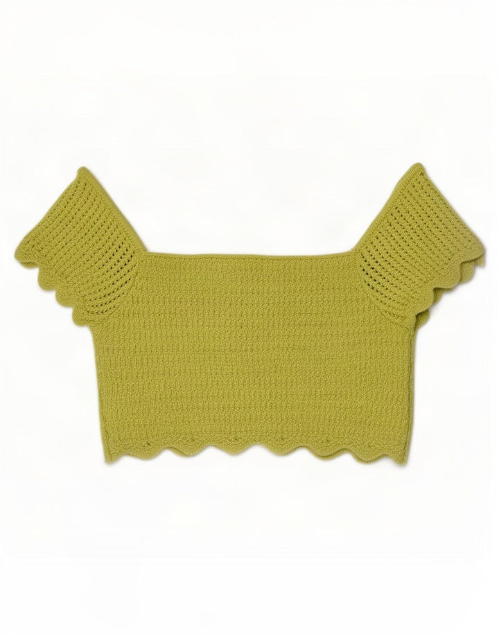 Top corto in maglia da donna Zara UK 8 piccolo verde