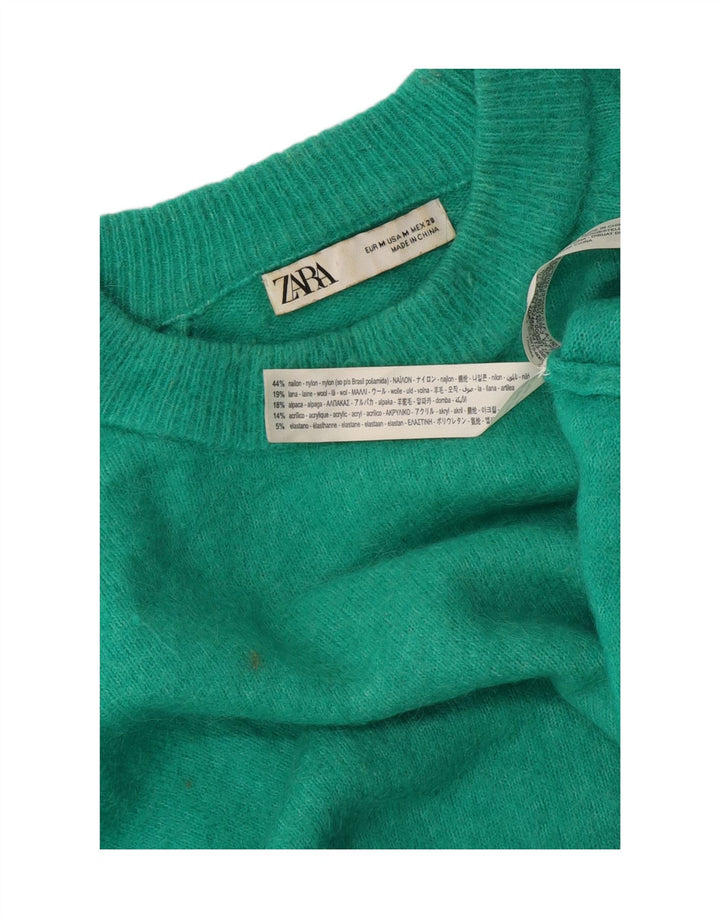 Maglione maglione girocollo da donna Zara UK 14 Nylon verde medio