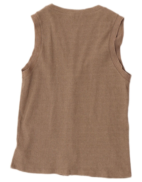Maglione cardigan senza maniche da donna Zara UK 10 piccolo acrilico beige