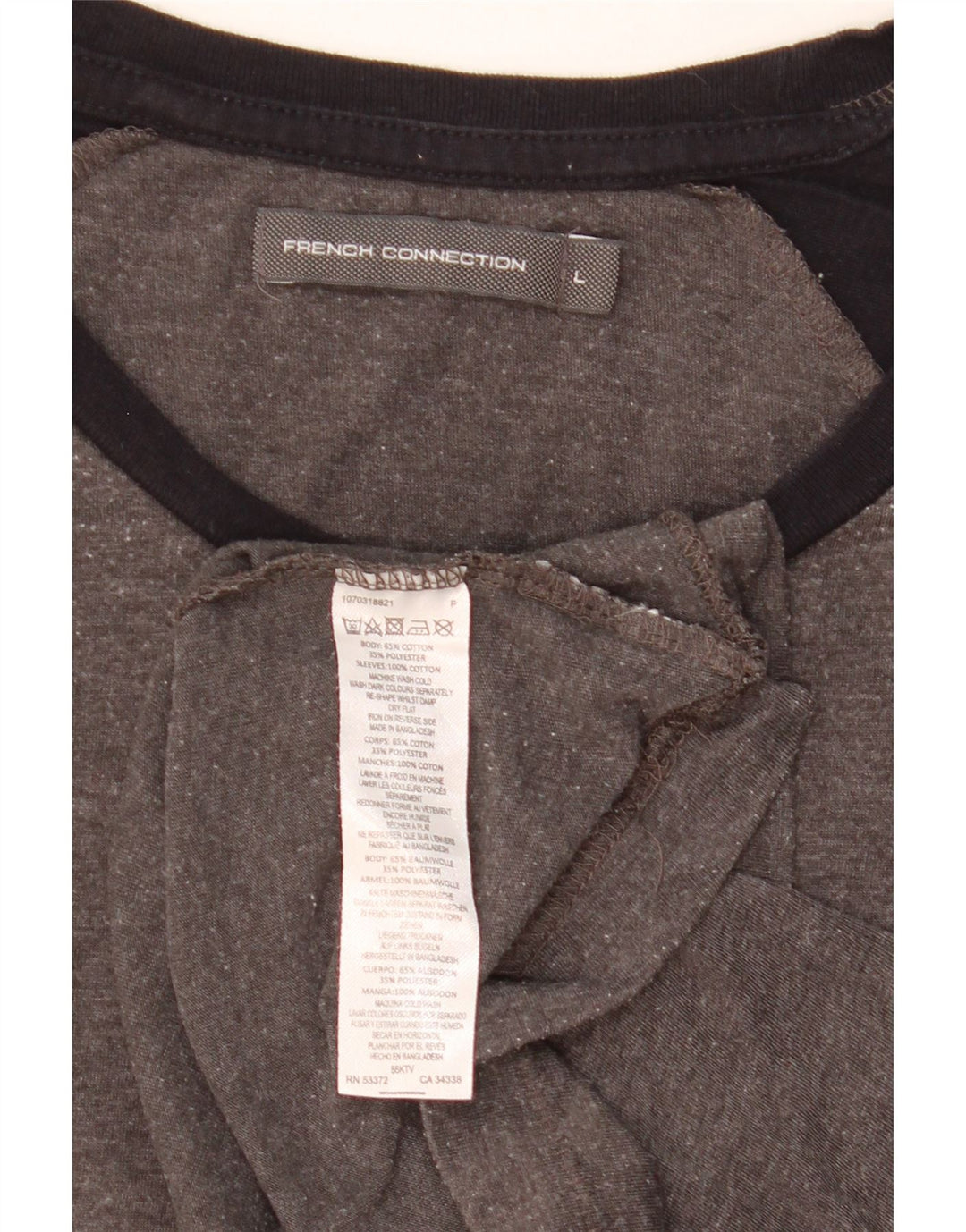 T-shirt da uomo FRENCH CONNECTION Top grande in cotone color block grigio