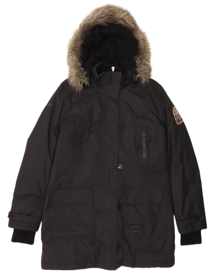 Cappotto giacca a vento con cappuccio da donna Kangaroos UK 16 grande nero