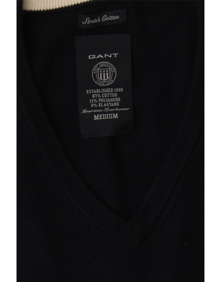 Gant Maglione da uomo con scollo a V in cotone color block medio blu navy