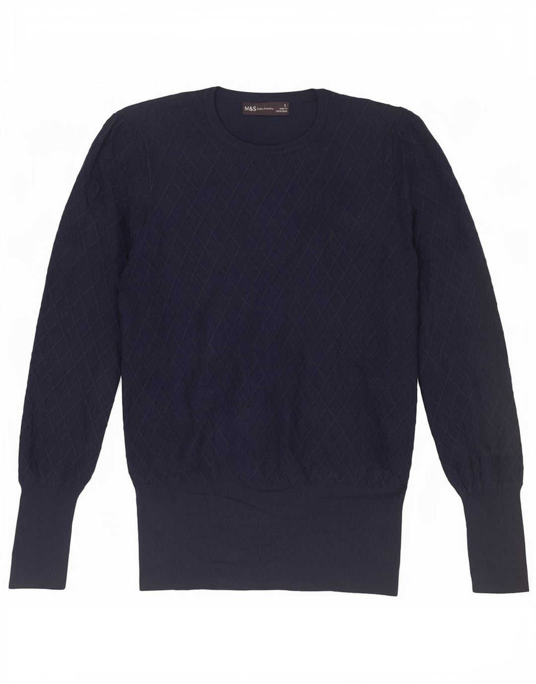 Maglione maglione girocollo da donna Marks & Spencer UK 12 medio blu navy