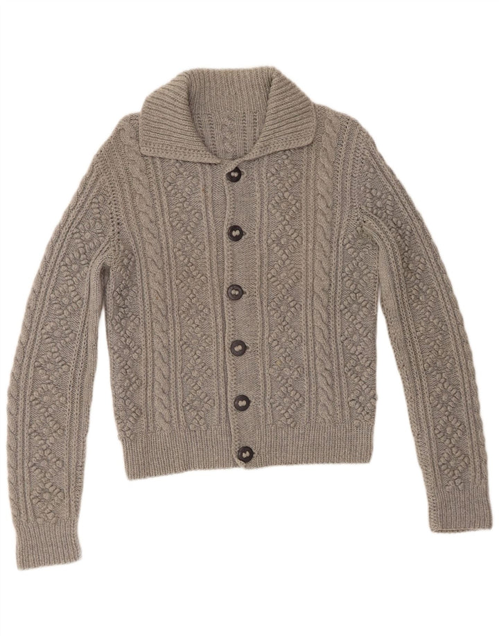 Maglione cardigan da donna vintage UK 12 Grigio medio