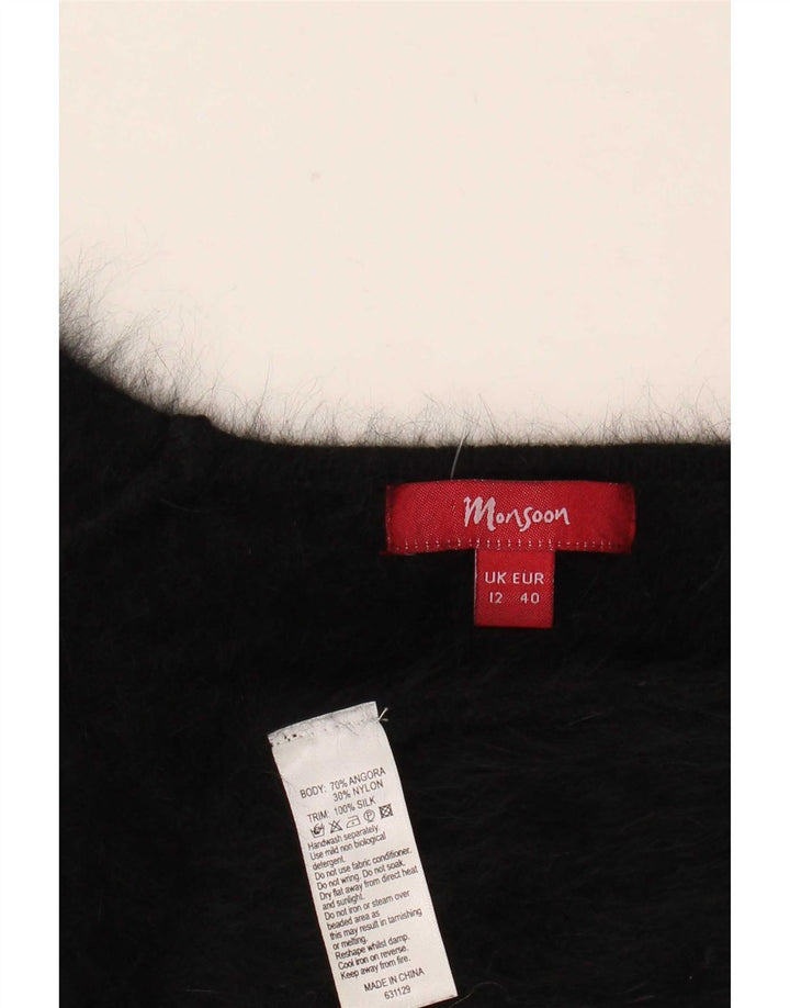 Maglione maglione da donna Monsoon UK 12 Angora medio nero
