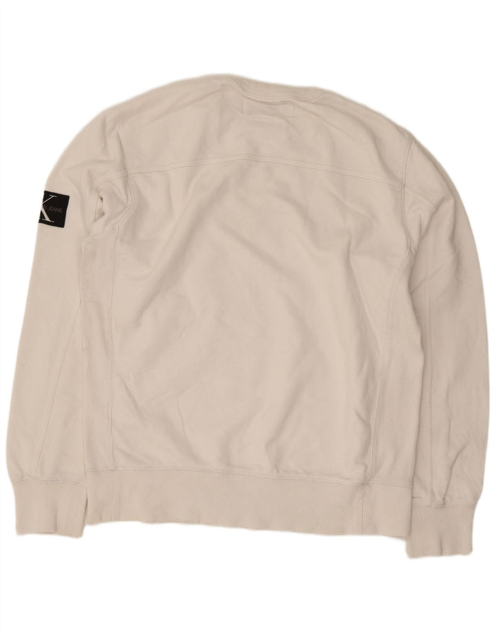 Felpa da uomo Calvin Klein Jeans Maglione cotone bianco medio