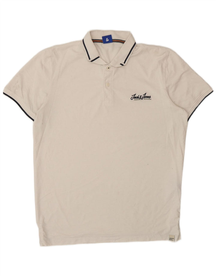Polo da uomo Jack & Jones grande in cotone bianco