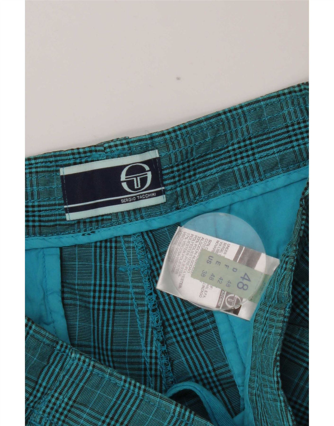 Pantaloncini cargo da uomo Sergio Tacchini IT 48 Medium W32 Cotone a quadri blu