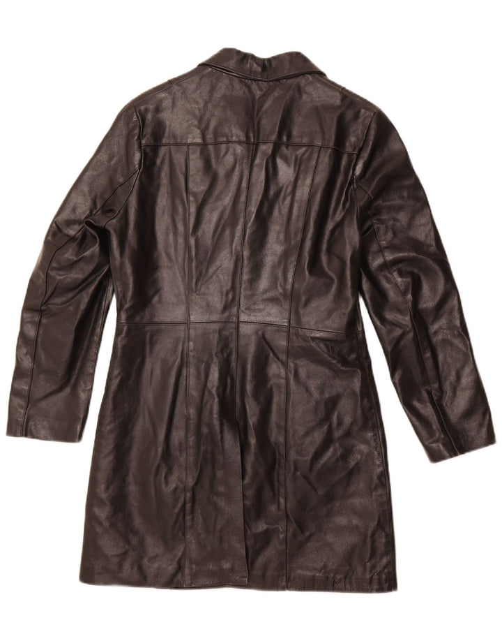 Cappotto in pelle da donna VINTAGE UK 14 Pelle nera media