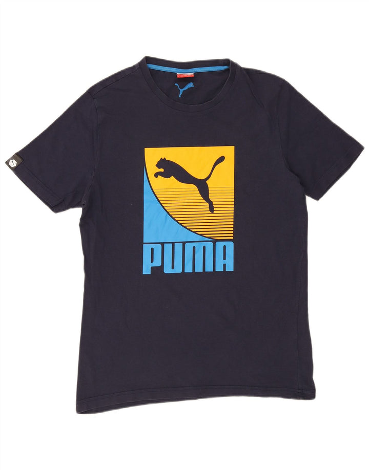 PUMA Mens Graphic T-Shirt Top Medium Navy Blue