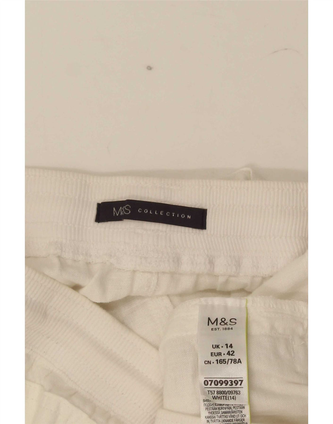 Gonna dritta da donna Marks & Spencer UK 14 Large W32 lino bianco