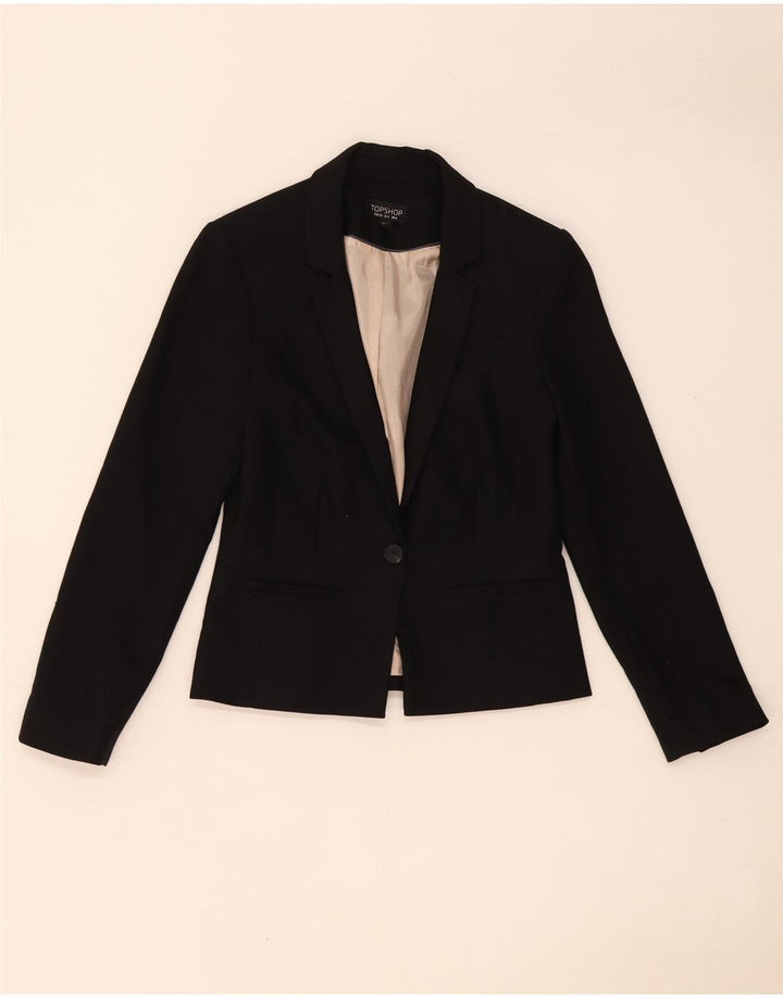Giacca blazer da donna a 1 bottone Topshop UK 8 piccola in poliestere nero