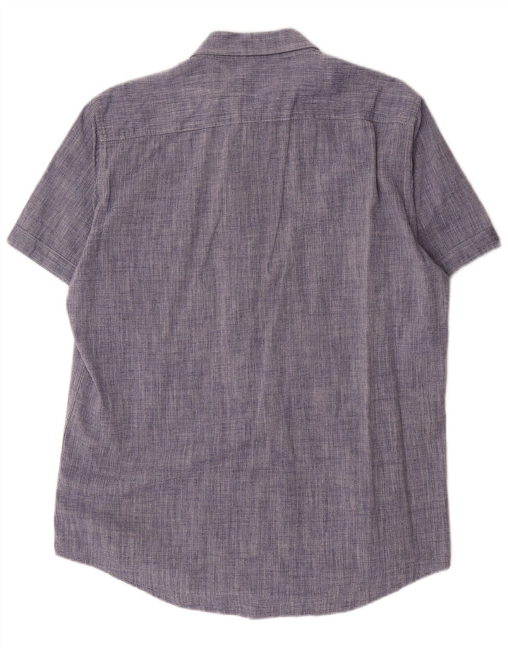 Camicia Carrera da uomo a maniche corte, vestibilità regolare, grande, in cotone blu