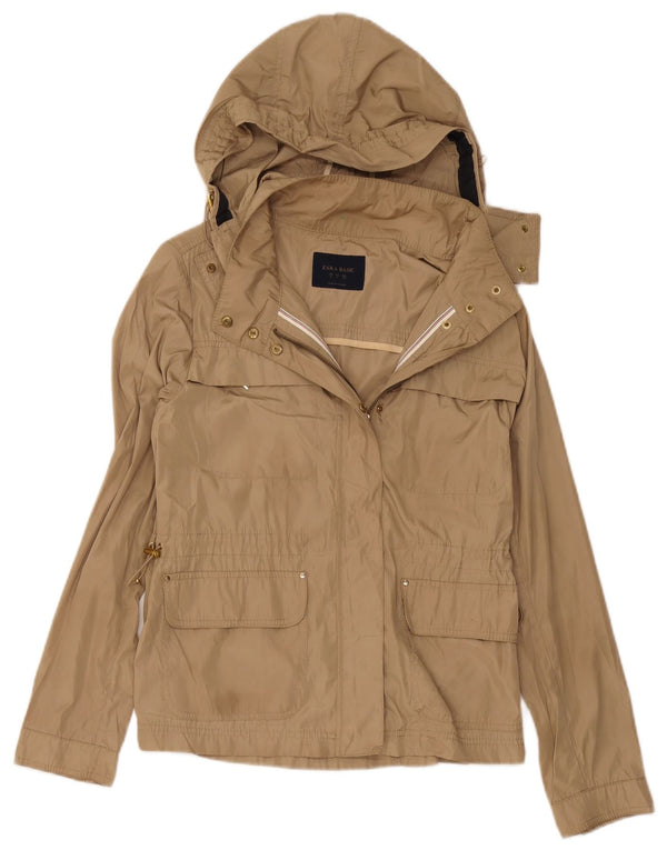 Giacca antipioggia con cappuccio da donna Zara UK 12 Poliestere beige medio