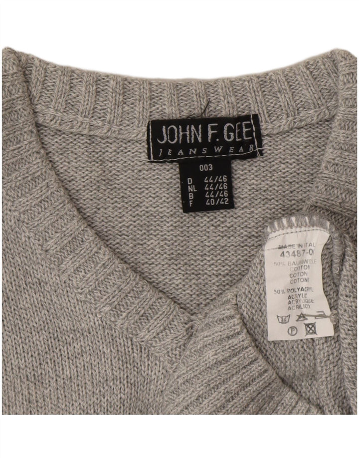 Maglione da uomo con scollo a V John F Gee UK 40/42 Colore grigio medio
