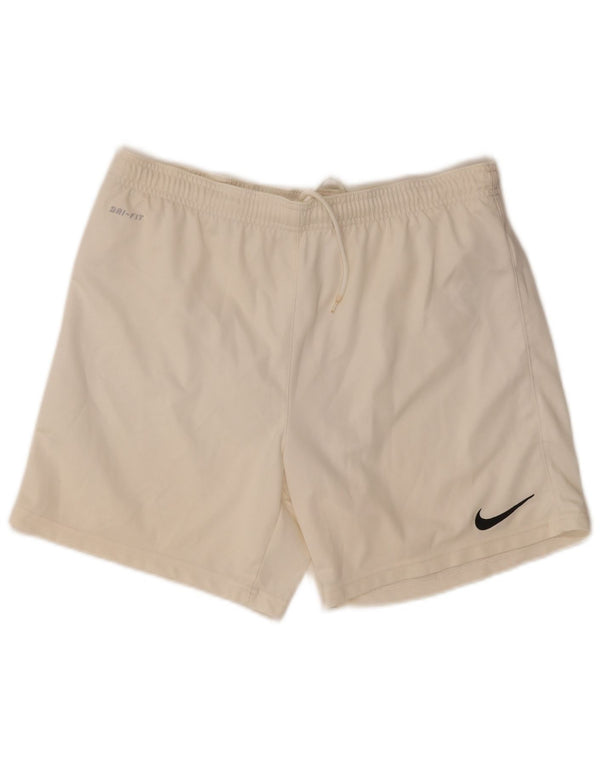 Pantaloncini sportivi Nike Dri Fit da uomo, poliestere bianco medio