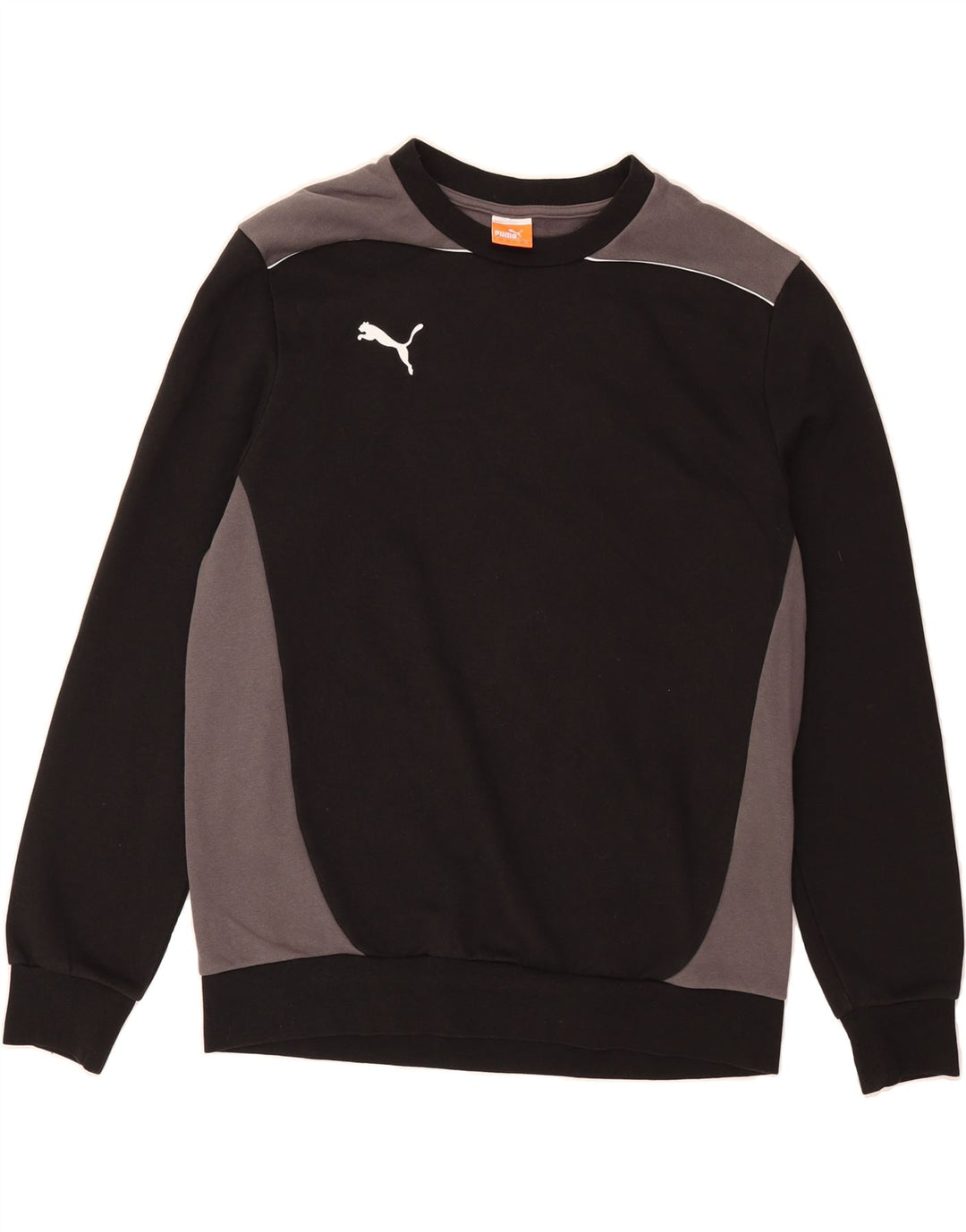 PUMA Mens Sweatshirt Jumper Large Black Colourblock Cotton Vintage Puma and Second-Hand Puma from Messina Hembry 