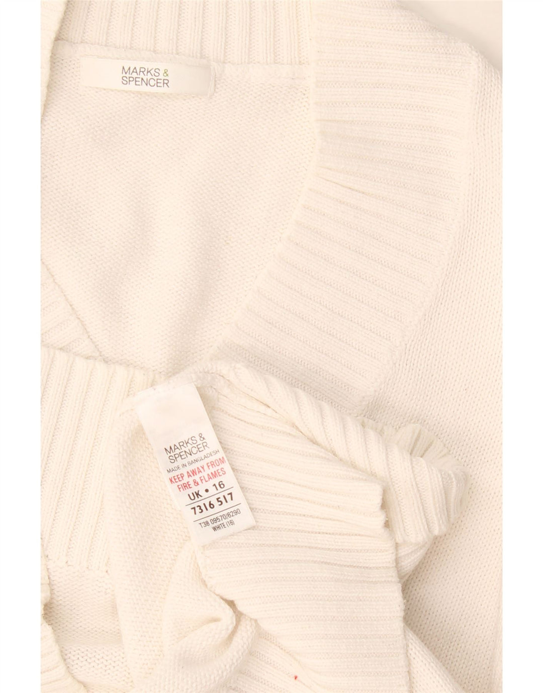 Maglione maglione con scollo a V da donna Marks & Spencer UK 16 grande cotone bianco