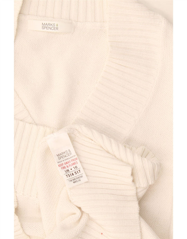 Maglione maglione con scollo a V da donna Marks & Spencer UK 16 grande cotone bianco