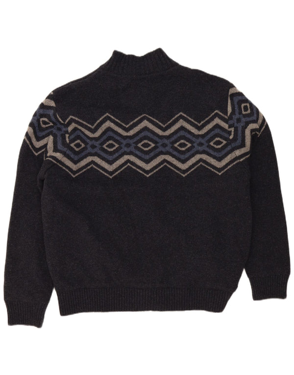 Atlas For Men Maglione cardigan con zip intera da uomo 3XL Lana geometrica grigia