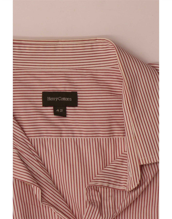 Camicia da uomo Henry Cottons taglia 42 grande cotone gessato rosso