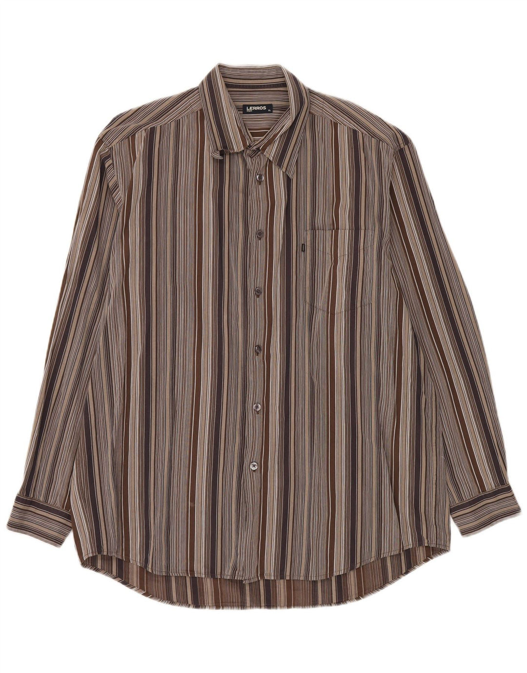 Camicia da uomo Lerros XL in cotone a righe marroni