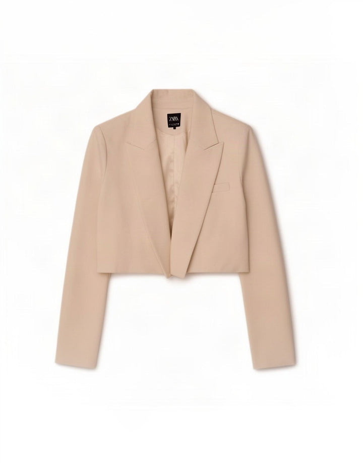 Giacca Bolero aperto da donna Zara UK 16 grande poliestere bianco sporco