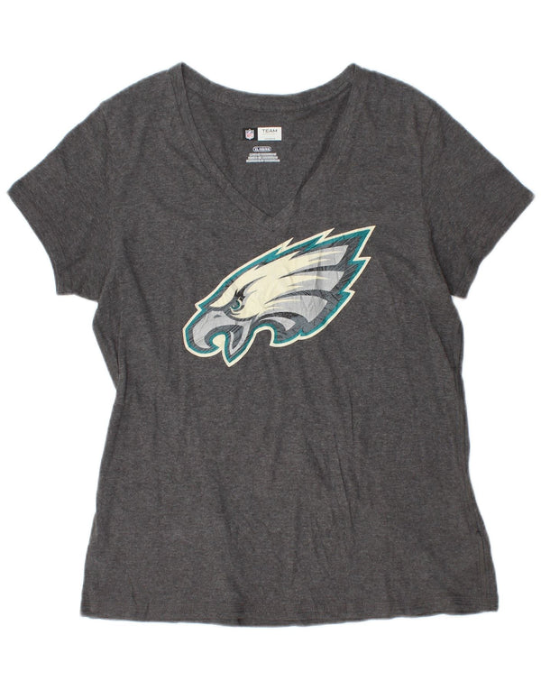 NFL Womens Philadelphia Eagles Graphic T-Shirt Top UK 18 XL Grey Flecked