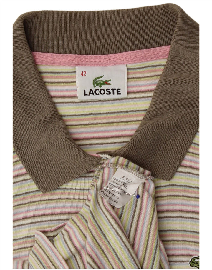 Polo Donna Lacoste IT 42 Large in cotone a righe multicolori