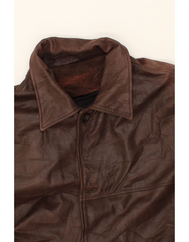 Cappotto in pelle da uomo VINTAGE IT 58 4XL Pelle marrone