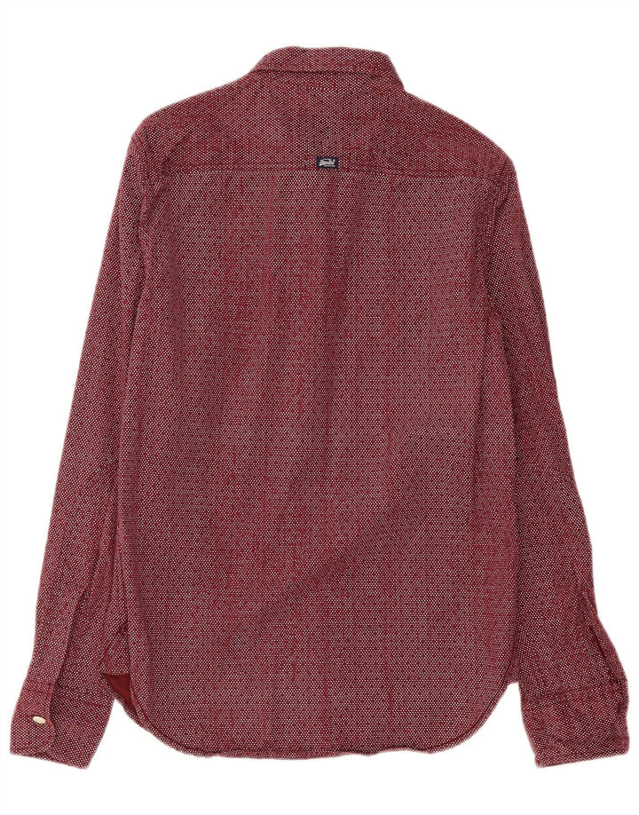 Camicia da uomo Superdry in cotone maculato bordeaux medio