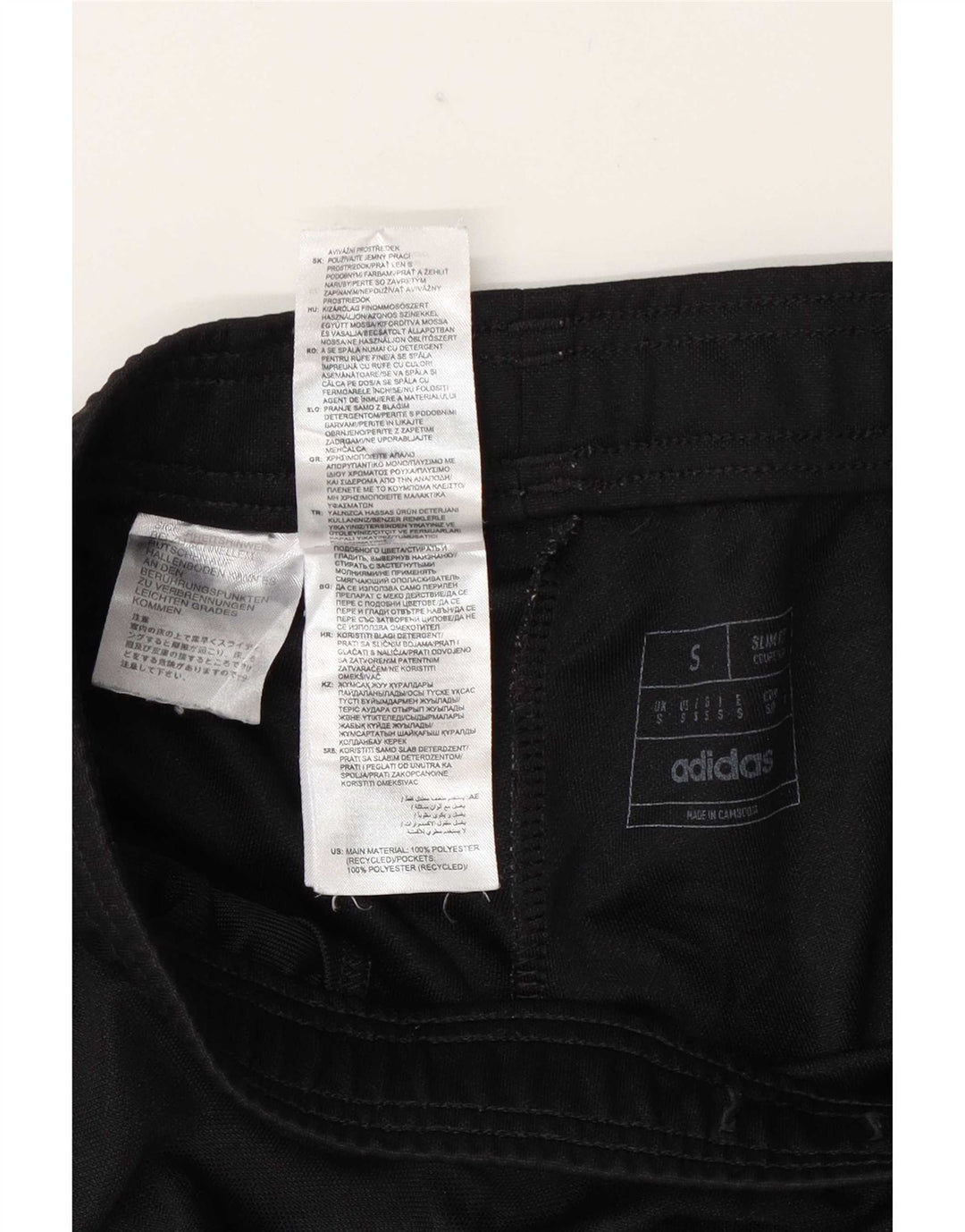Pantaloni da tuta da uomo slim fit Adidas piccoli in poliestere nero