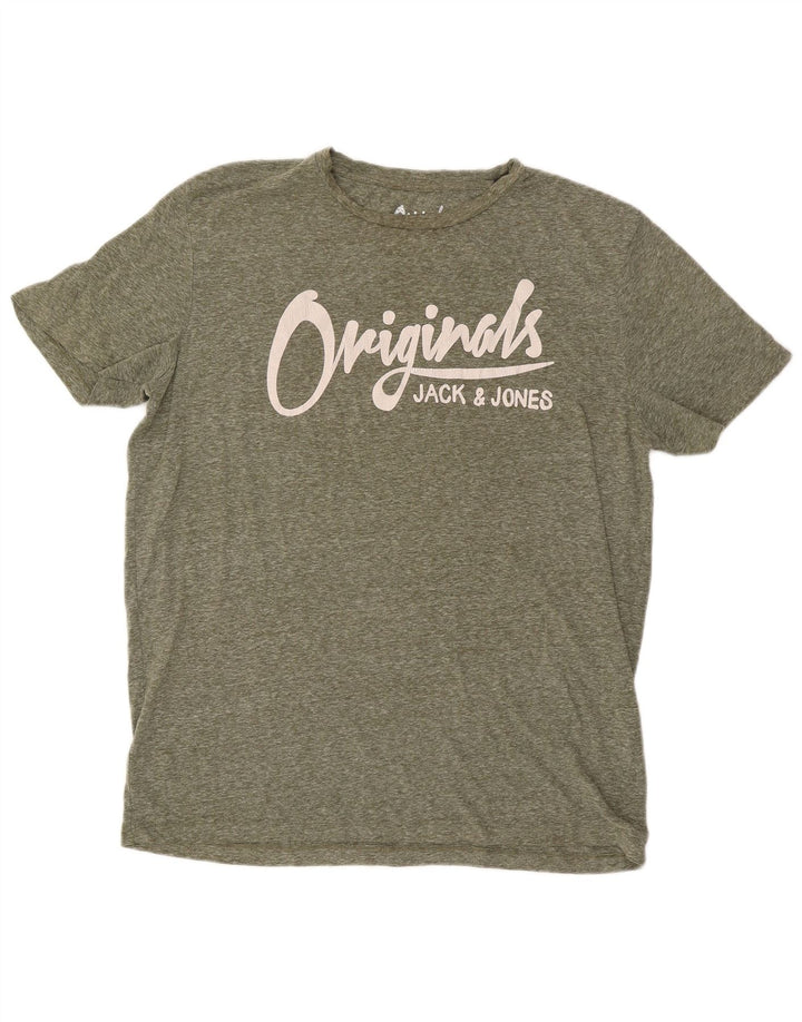 Jack & Jones T-shirt grafica da uomo Top XL Poliestere screziato kaki