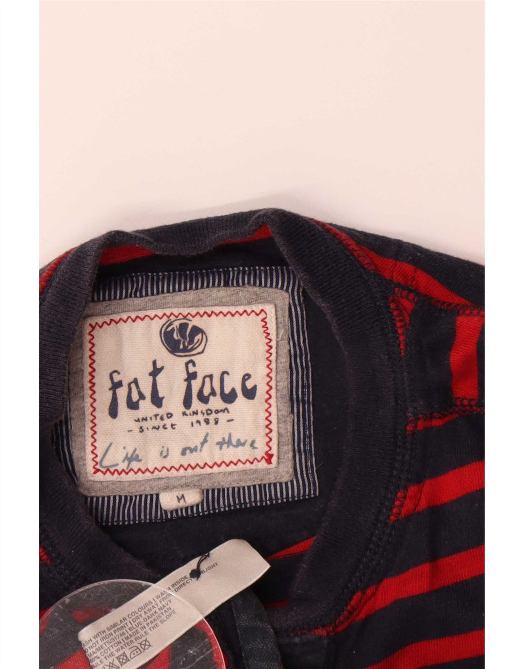 Fat Face Top da uomo a maniche lunghe a righe rosse medie