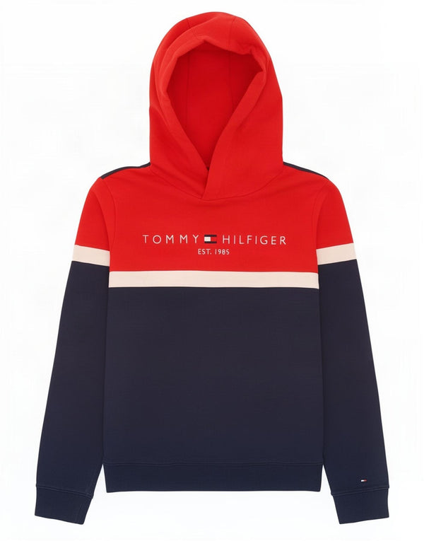 Tommy Hilfiger Boys Graphic Hoodie Jumper 13-14 Years Navy Blue Colourblock