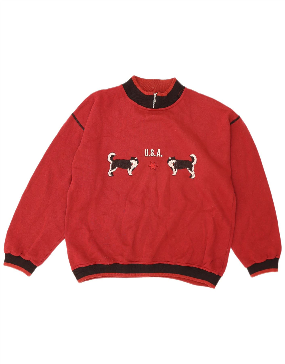 Felpa grafica da uomo vintage in cotone color block rosso medio