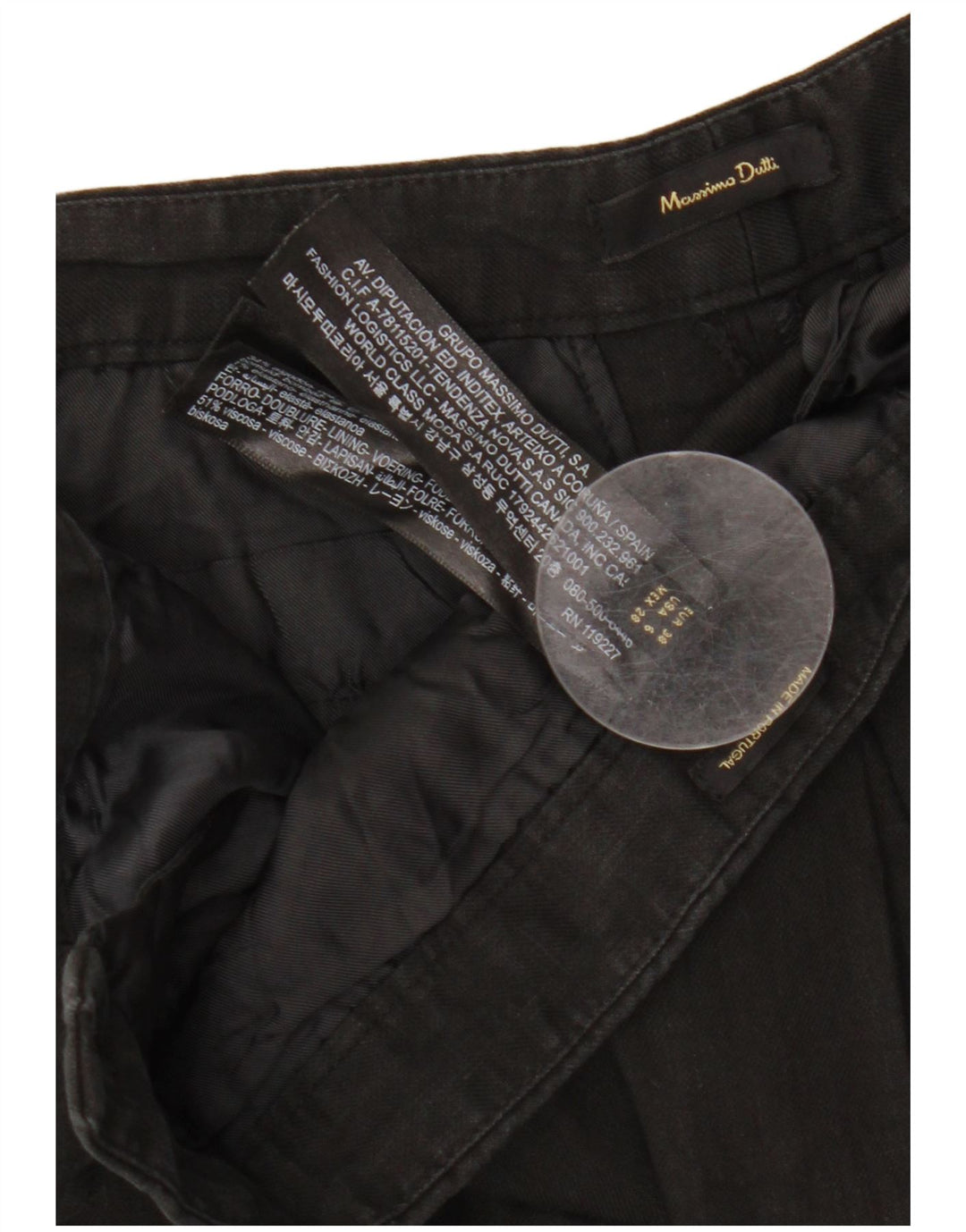 Pantaloni chino da donna Massimo Dutti EU 38 Small W28 L25 Lino nero