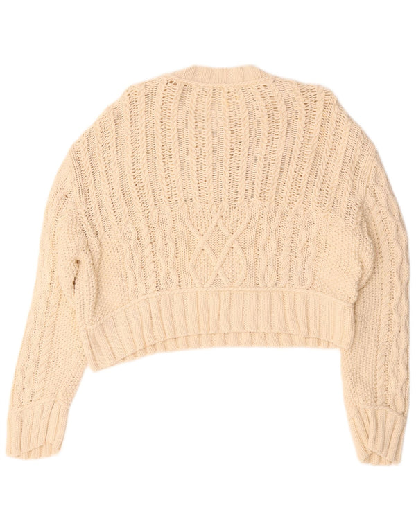 Maglione girocollo oversize corto da donna Zara UK 14 Beige medio