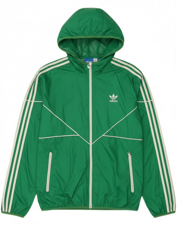 Giacca antipioggia con cappuccio da uomo Adidas UK 38 nylon verde medio