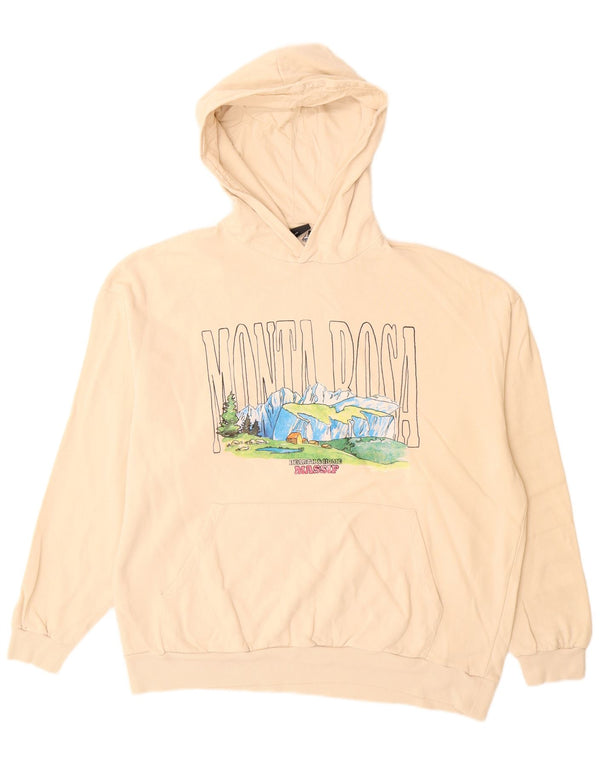 ASOS - Maglione con cappuccio grafico da uomo, grande, in cotone beige