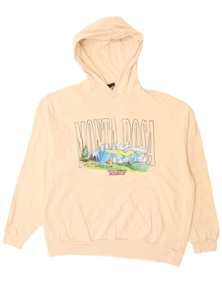 ASOS - Maglione con cappuccio grafico da uomo, grande, in cotone beige