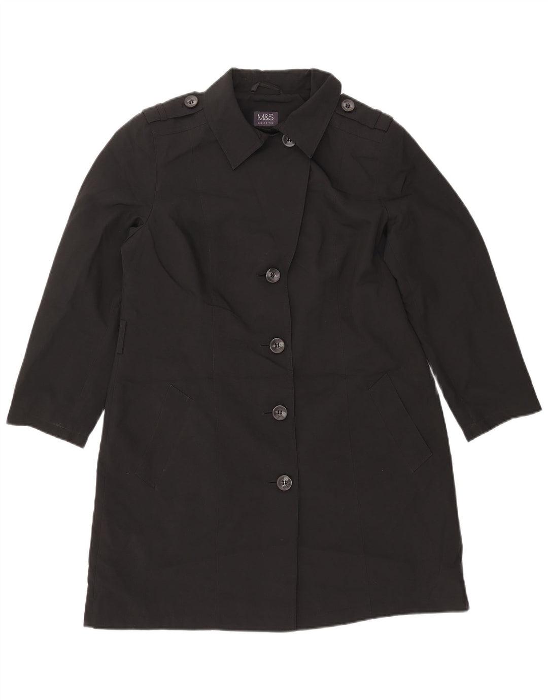 Trench da donna MARKS & SPENCER UK 14 grande poliestere nero